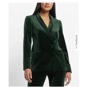 Express Forest Green Velvet Blazer NWT